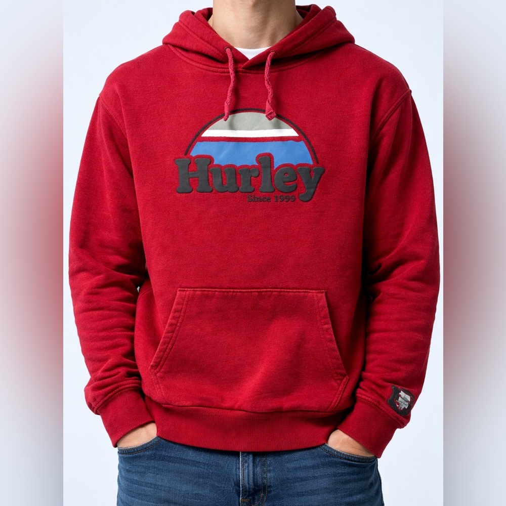 Hurley Red Hoodie with Logo Design